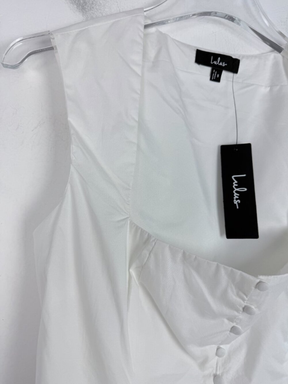NWT Lulus Square Neck Poplin Top Buttons Sleeveless White Size Small S NEW - Picture 3 of 13